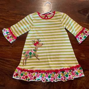 Reindeer Embroidered Striped Dress/Top